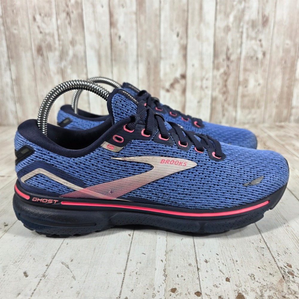 Brooks Ghost 15 Womens Running Shoes Blue Navy Pink 1203801B469 Size 8 B